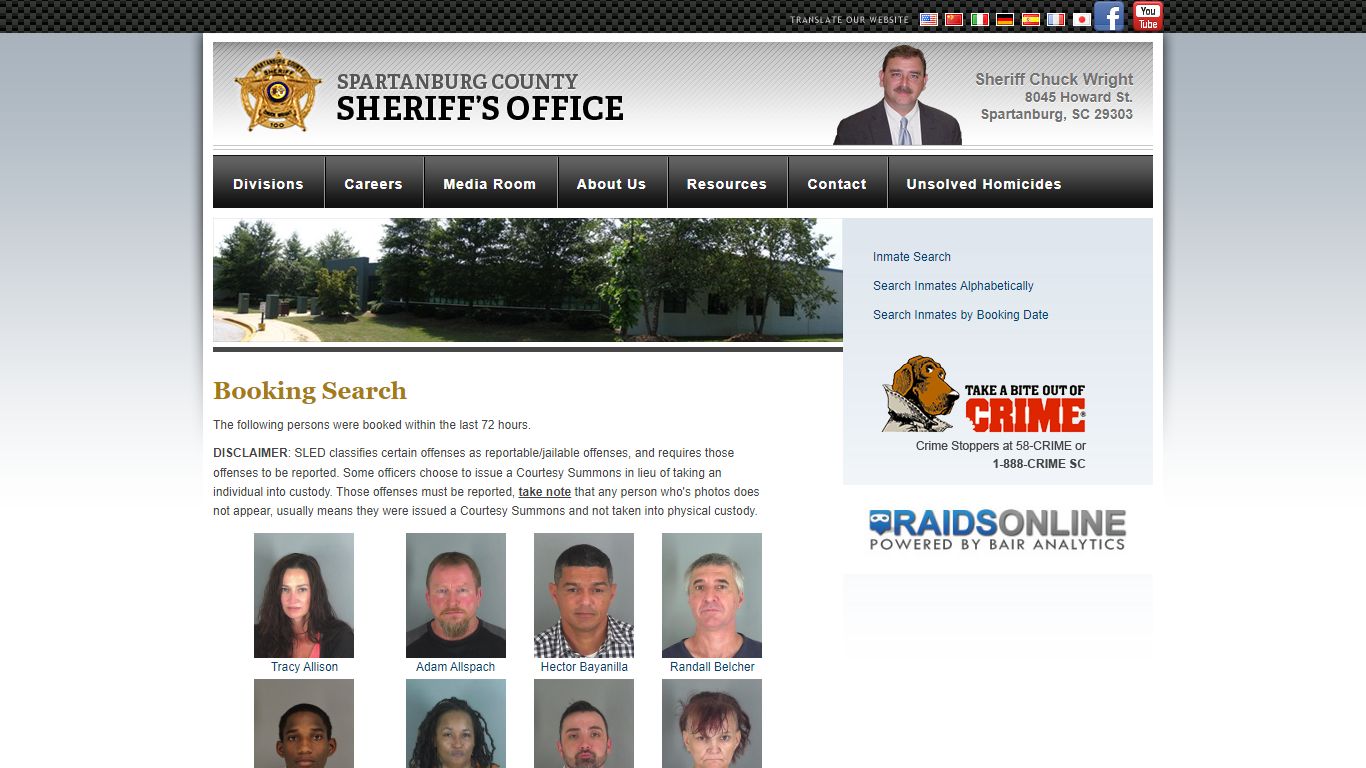 Booking Search : Spartanburg Sheriff