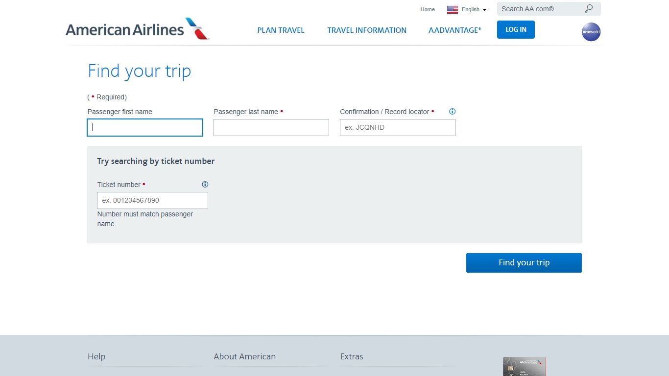 Find your trip - Find a reservation - American Airlines